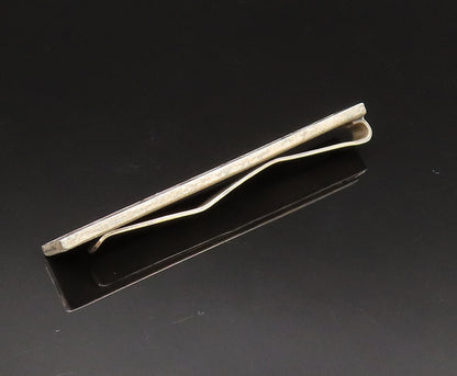PA MEXICO 925 Sterling Silver Vintage Carved Half Spirals Tie Clip TR3377