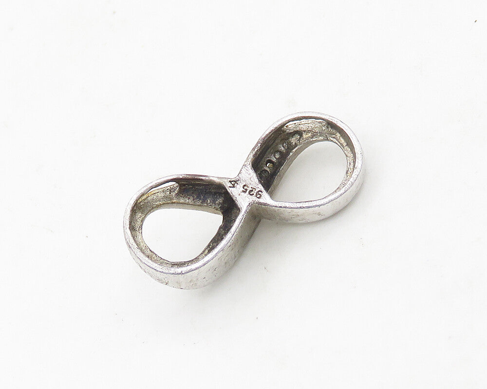 925 Sterling Silver  Vintage Genuine Diamonds Infinity Loop Pendant  PT15150