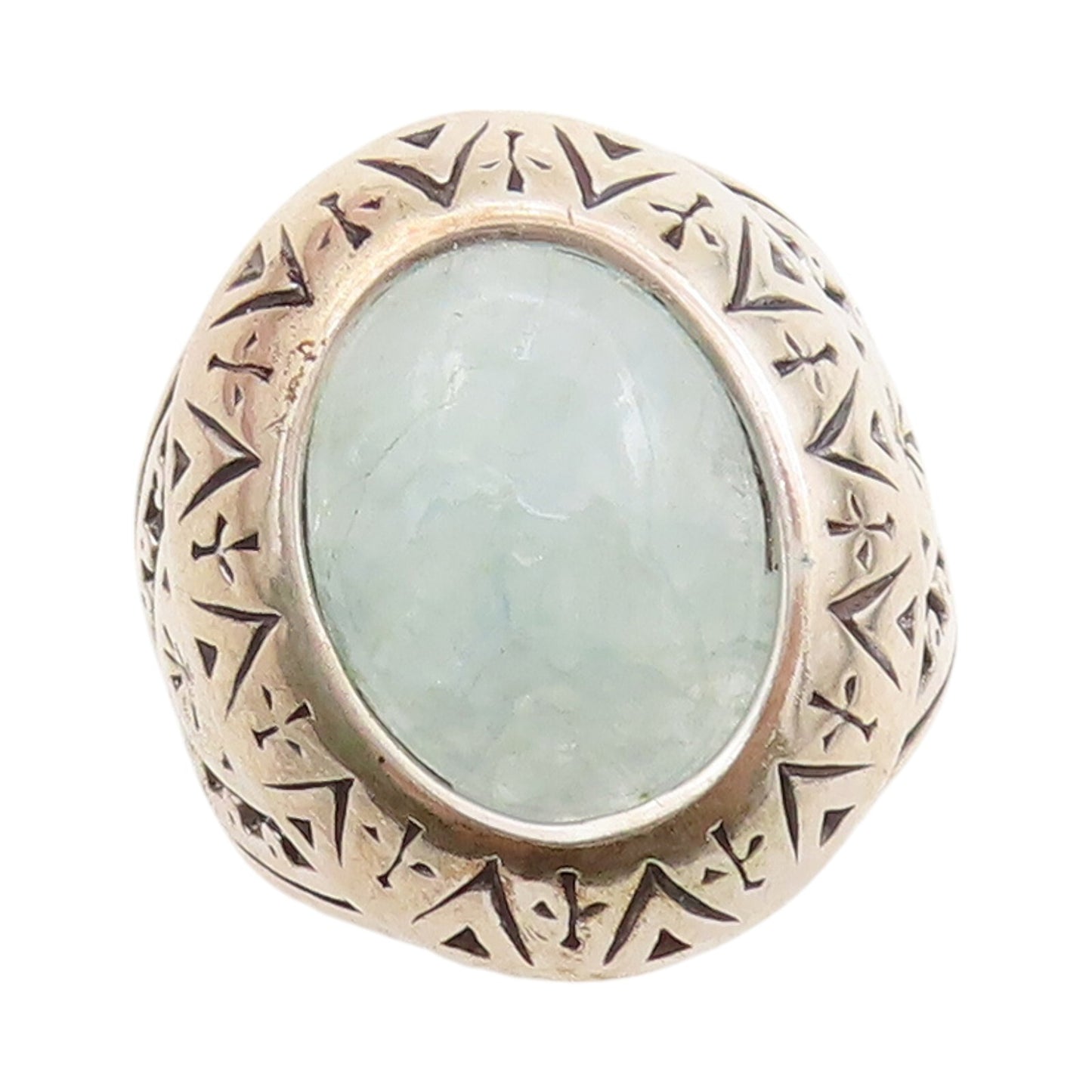 925 Sterling Silver Vintage Ring CAROLYN POLLACK Gemstone Etched  SZ 8.5 RG32070