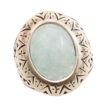 925 Sterling Silver Vintage Ring CAROLYN POLLACK Gemstone Etched  SZ 8.5 RG32070