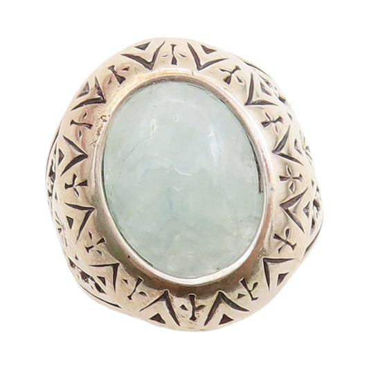 925 Sterling Silver Vintage Ring CAROLYN POLLACK Gemstone Etched  SZ 8.5 RG32070
