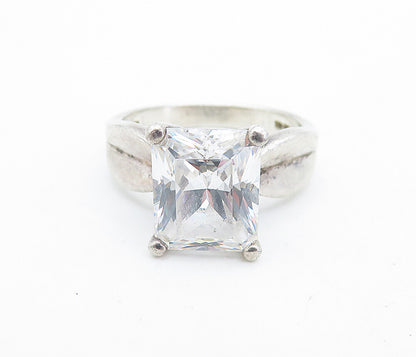 KOREA 925 Sterling Silver  Vintage Cubic Zirconia Solitaire Ring Sz 8.5 RG6409