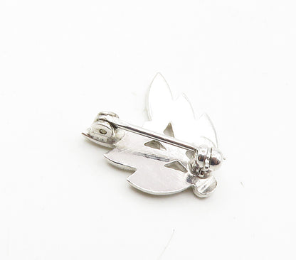 925 Sterling Silver  Vintage Sparkling Petite Floral Leaves Brooch Pin  BP6399