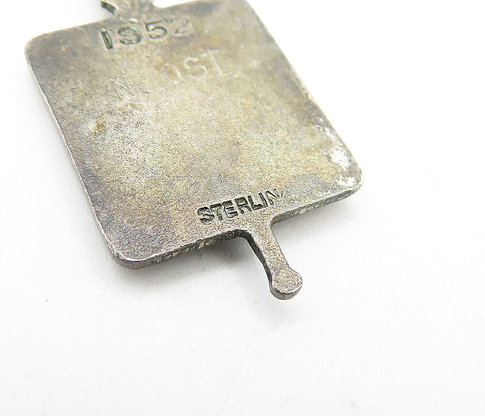 925 Sterling Silver  Vintage Antique Enamel S.J Tilden H.S Pendant  PT4821