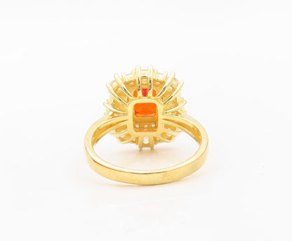 925 Sterling Silver Vintage Ring Gold Plated Red Beaded White CZ  Sz 7  RG30165