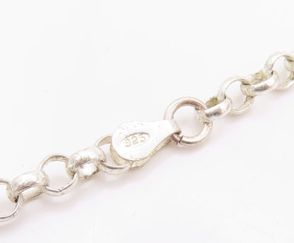 925 Sterling Silver Vintage Necklace Swirly Carved Oval Pendent  NE4577