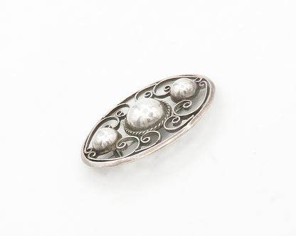 MEXICO 925 Silver  Vintage Antique Shiny Swirl Twist Dome Brooch Pin  BP7637