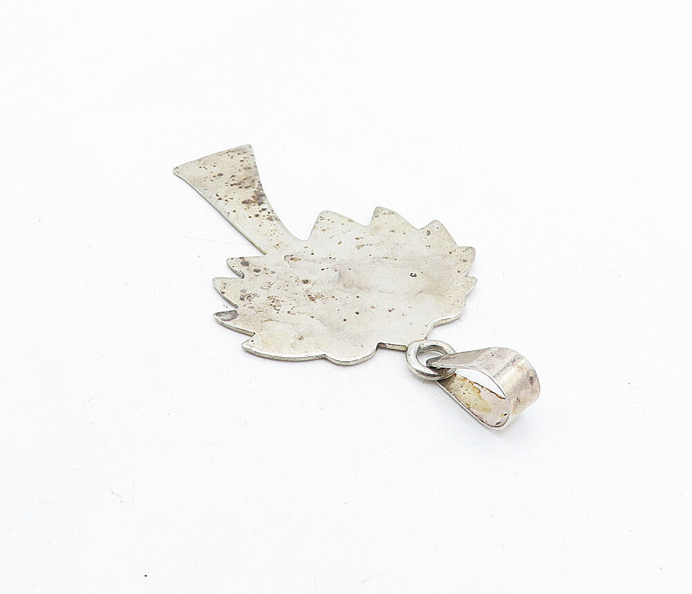 925 Sterling Silver  Vintage Smooth Dark Tone Tree Motif Pendant  PT3939
