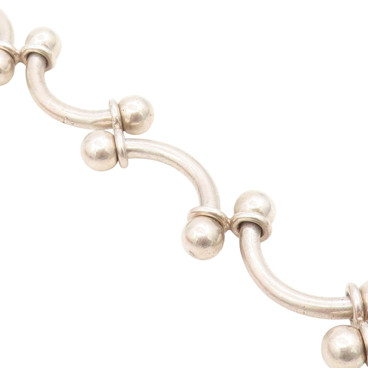 925 Sterling Silver Vintage Bracelet Classic Curved Barbell Solid Link  BT11675