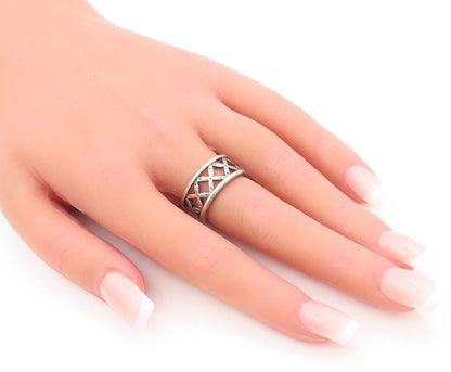 925 Sterling Silver Vintage Ring Minimalist Cutout 'x' Band  Sz 6  RG28552