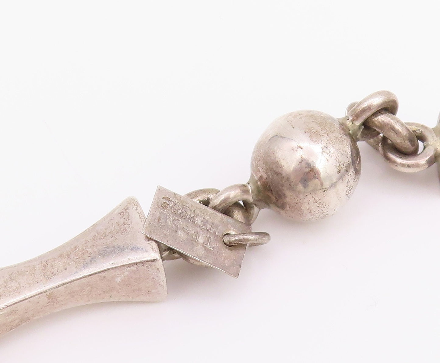 925 Sterling Silver Vintage Necklace MEXICO Solid Geometric Link HEAVY  NE4880