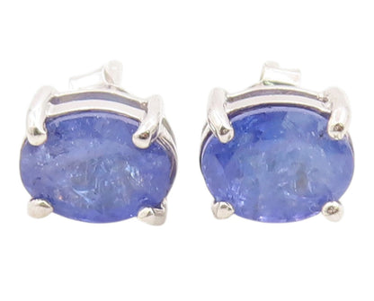 925 Sterling Silver Vintage Earrings Minimalist Oval Cut Tanzanite Stud  EG14332