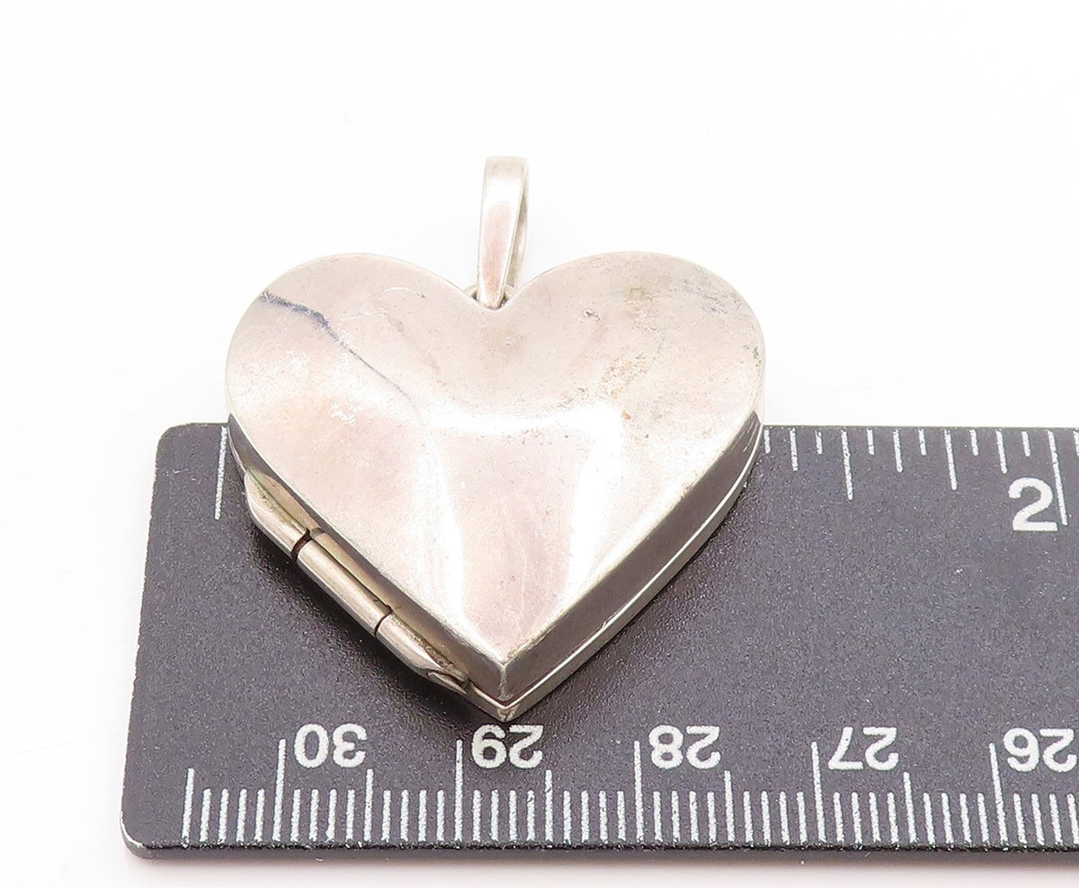 925 Sterling Silver Vintage Pendant Minimalist Solid Love Heart OPENS  PT25135