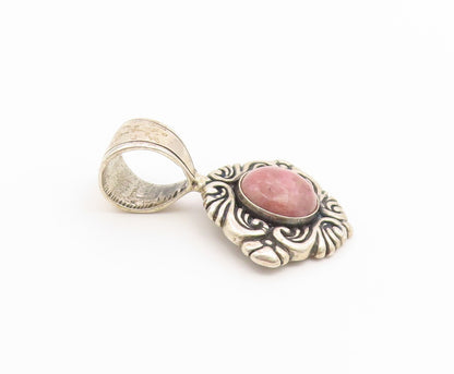 925 Sterling Silver Vintage Pendant CAROLYN POLLACK Rhodonite Charm  PT26555