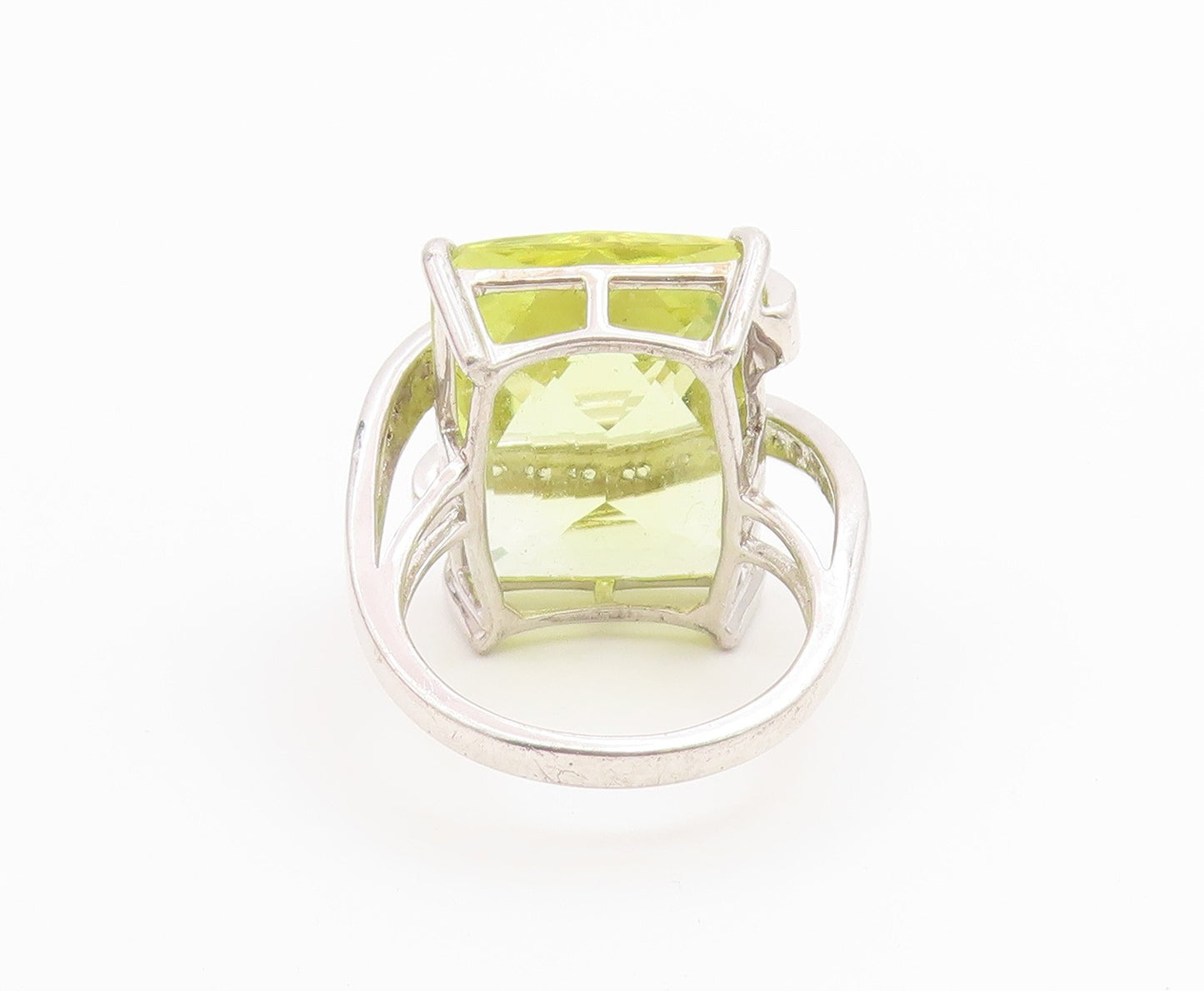 925 Sterling Silver Vintage Ring Lemon Quartz With CZ Wrap Band  Sz 8.5  RG36732