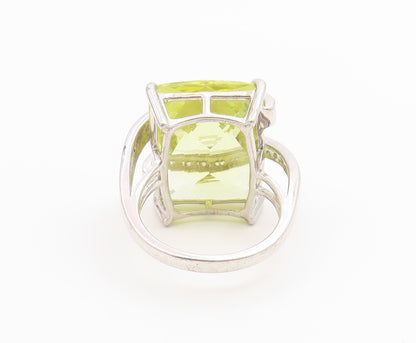 925 Sterling Silver Vintage Ring Lemon Quartz With CZ Wrap Band  Sz 8.5  RG36732