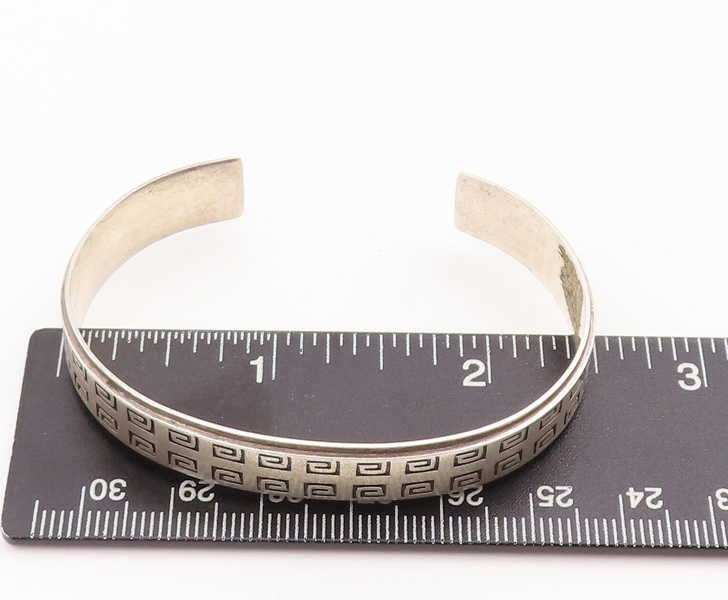 925 Sterling Silver Vintage Bracelet Designer Spiral Maze Etched Cuff  BT10552