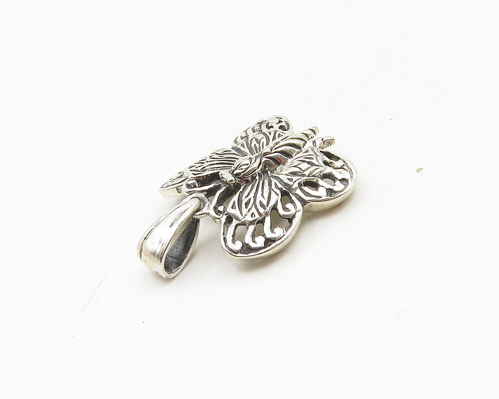 925 Sterling Silver  Vintage Shiny Petite Butterfly Motif Pendant  PT14728