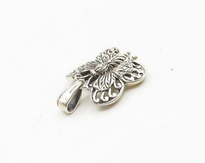 925 Sterling Silver  Vintage Shiny Petite Butterfly Motif Pendant  PT14728