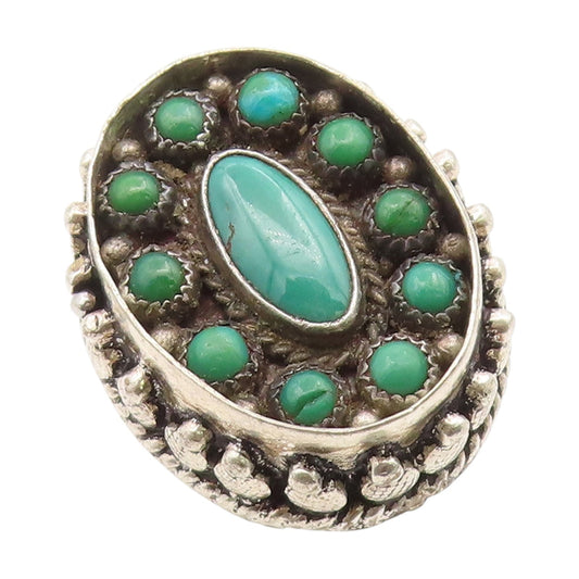925 Sterling Silver Vintage Ring SARDA Turquoise Scrollwork Band  Sz 5  RG35173
