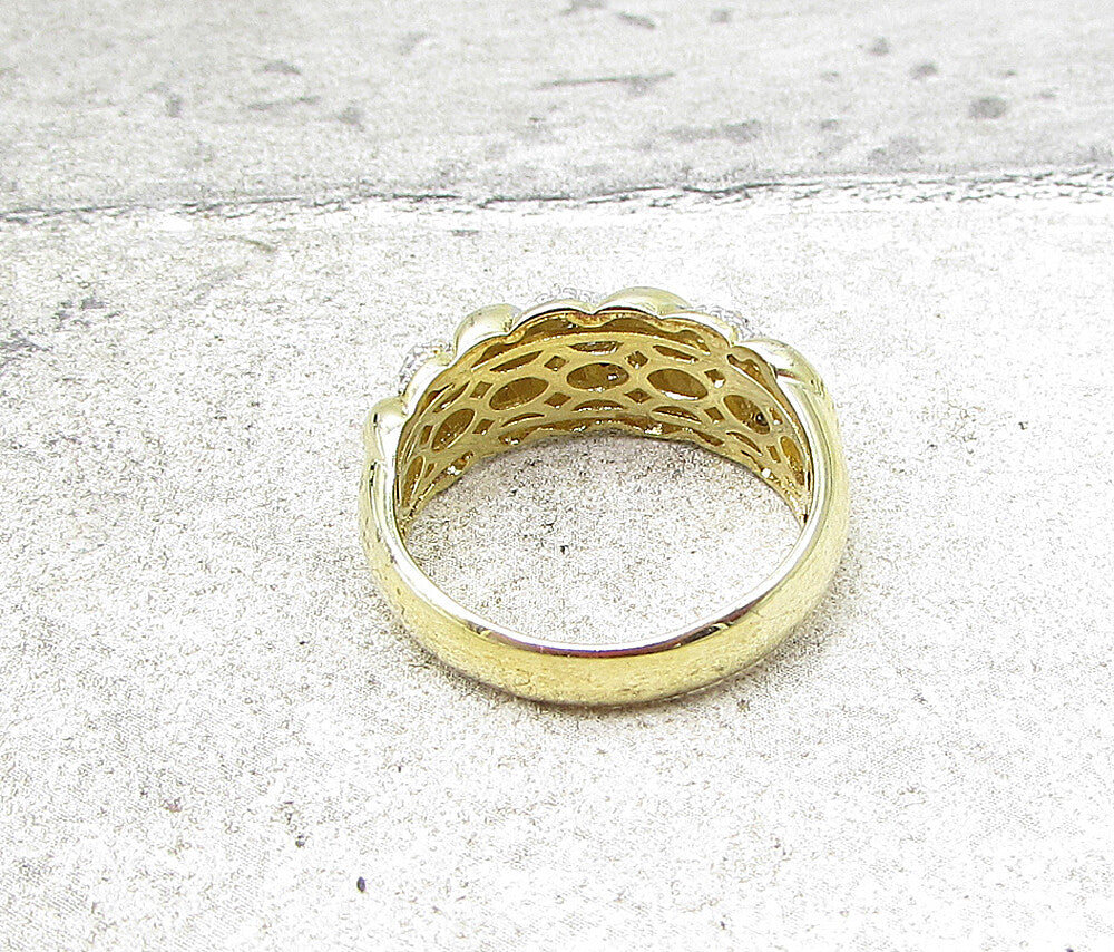 Gold Over 925 Silver  .35ctw Genuine Diamonds Cloudy Band Ring Sz 7  RG1706