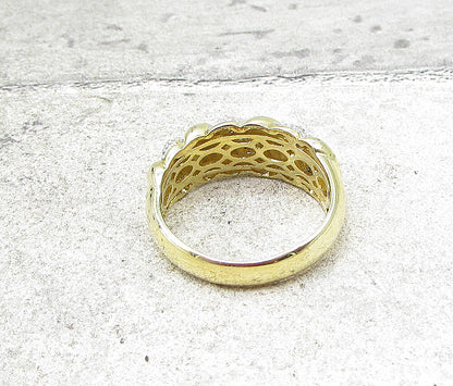 Gold Over 925 Silver  .35ctw Genuine Diamonds Cloudy Band Ring Sz 7  RG1706