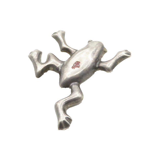 925 Sterling Silver  Vintage Dark Tone Smooth Frog Motif Brooch Pin  BP7598