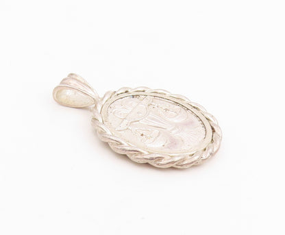 925 Sterling Silver Vintage Pendant Libra Zodiac Rope Edge Medallion  PT25760