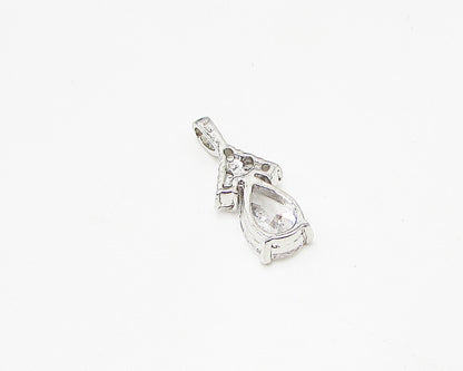 925 Sterling Silver  White Cubic Zirconia Drop Pendant  PT2007