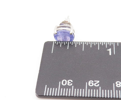 925 Sterling Silver  Vintage Minimalist Oval Tanzanite Stud Earrings  EG12710