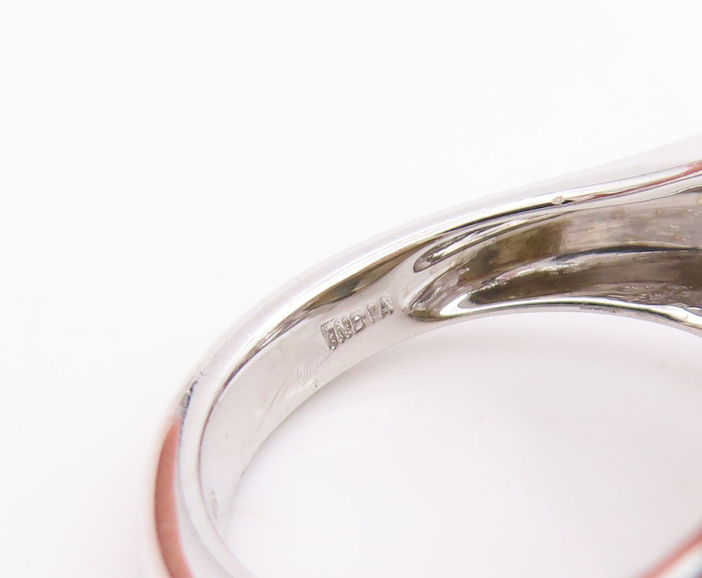 925 Sterling Silver Vintage Ring Carved Gemstone & CZ Band  Sz 6.5  RG34177