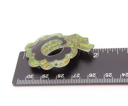 925 Sterling Silver Vintage Brooch MARGOT DE TAXCO Brutalist Enameled BP11550