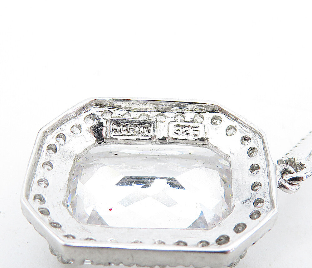 925 Sterling Silver  Sparkling Cubic Zirconia Cornered Dangle Earrings  EG2680