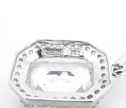 925 Sterling Silver  Sparkling Cubic Zirconia Cornered Dangle Earrings  EG2680