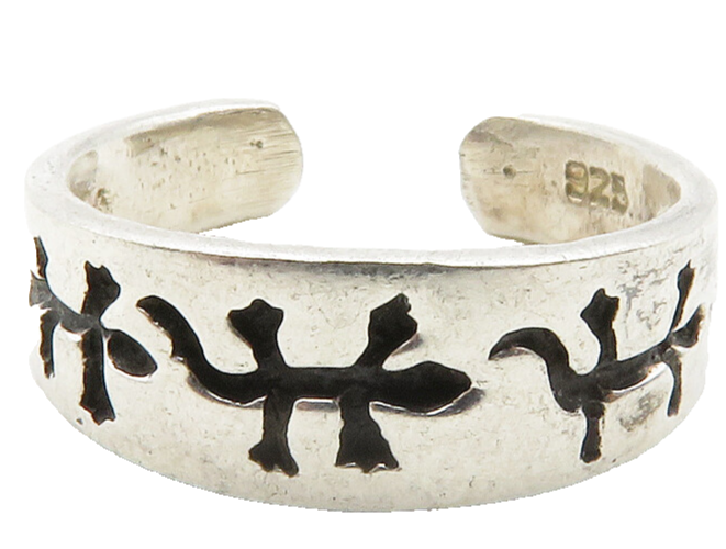 925 Sterling Silver  Vintage Shiny Lizards Petite Band Ring Sz 4  RG13554