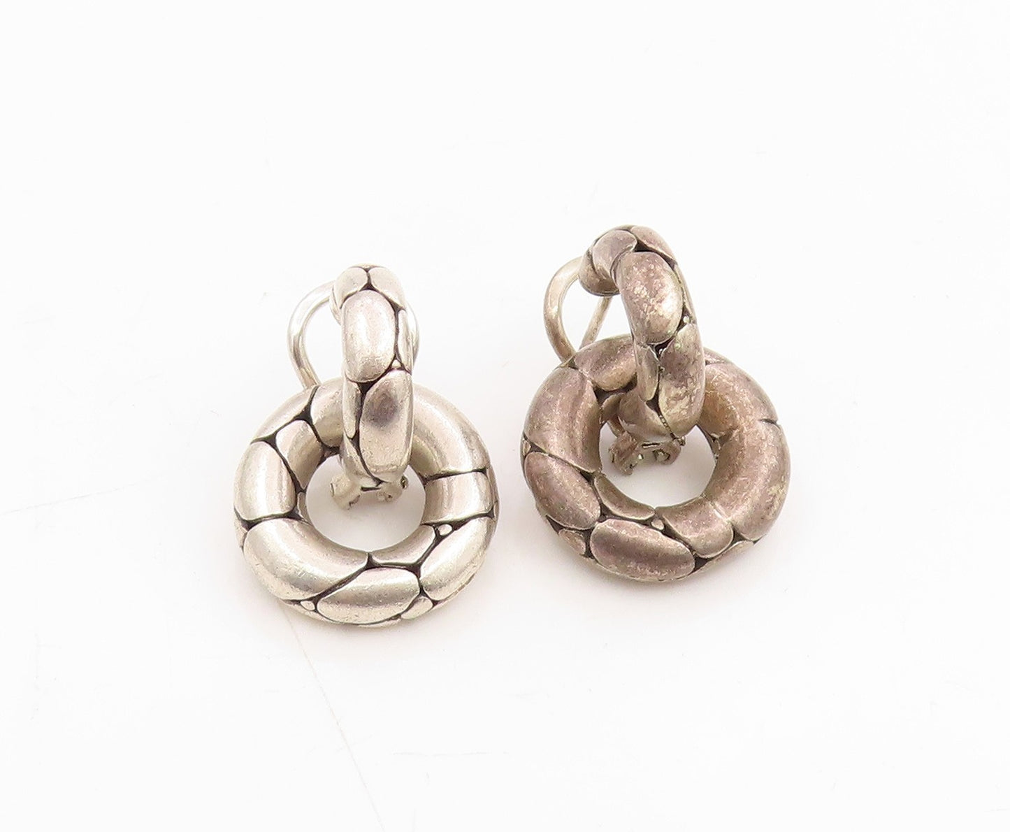 925 Sterling Silver Vintage Earrings JOHN HARDY Modernist Pebble Motif  EG14261