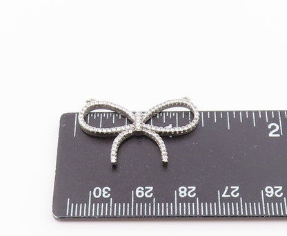 925 Sterling Silver  Vintage Cubic Zirconia Bow Tied Ribbon Pendant  PT17773