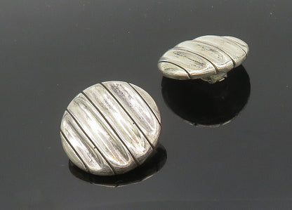 925 Sterling Silver  Vintage Shiny Concave Round Non Pierce Earrings  EG9969