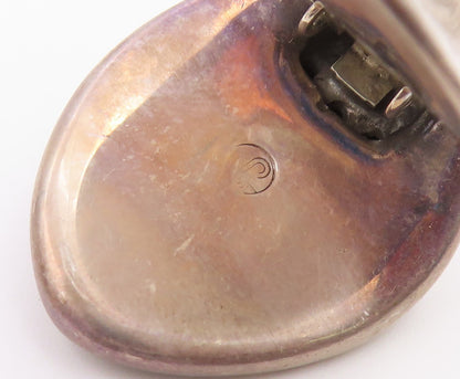 925 Sterling Silver Vintage Earrings Modernist Solid Dome Shape Clip On  EG14529