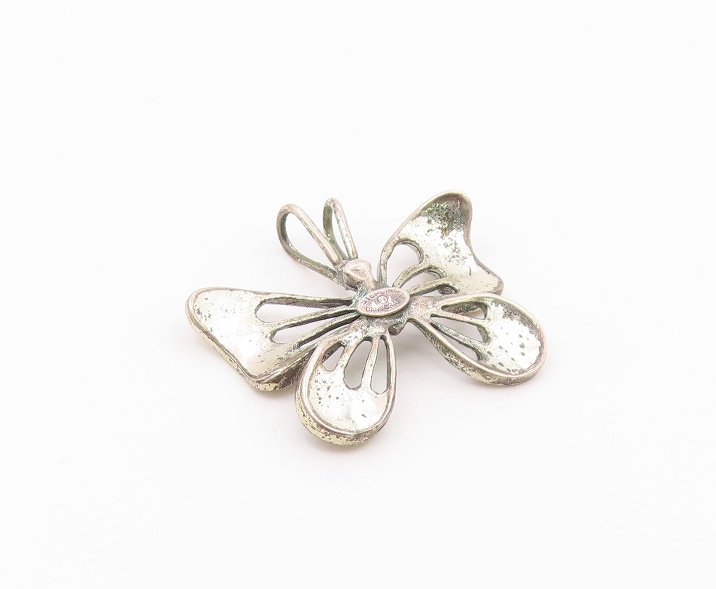 DANECRAFT 925 Sterling Silver  Vintage Shiny Butterfly Motif Pendant  PT16977