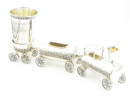 ISRAEL 925 Sterling Silver  Vintage Shiny Jewish Train Havdalah Set  TR1475