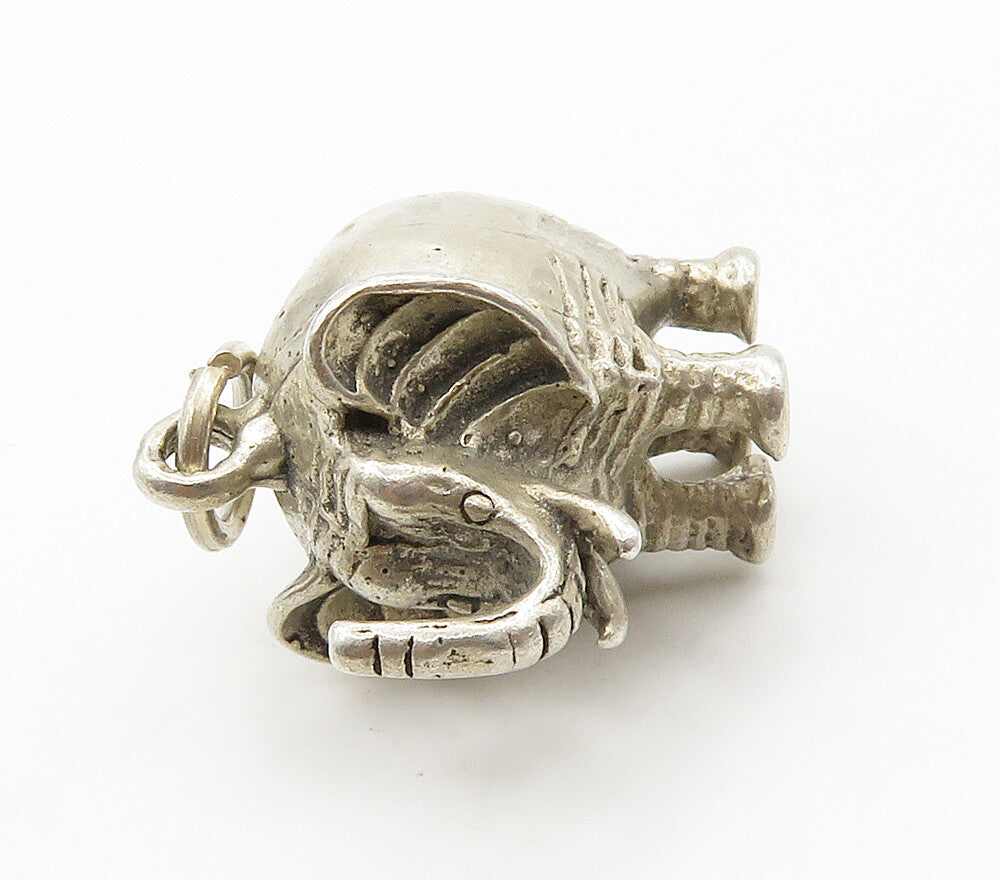 925 Sterling Silver  Vintage Hollow Elephant Animal Motif Pendant  PT12534