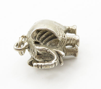 925 Sterling Silver  Vintage Hollow Elephant Animal Motif Pendant  PT12534