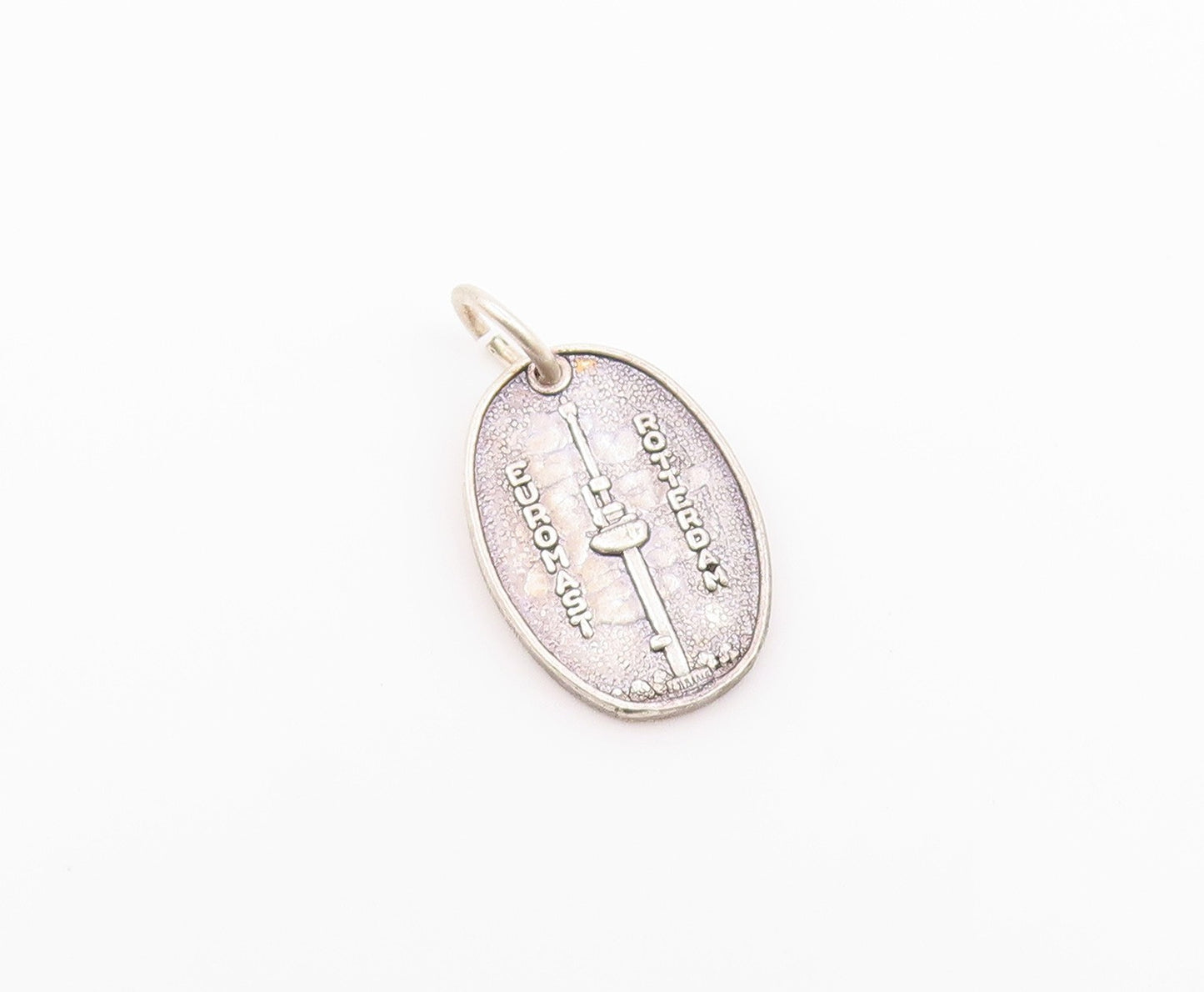 925 Sterling Silver  Vintage Euromast Rotterdam Oval Medal Pendant  PT20674