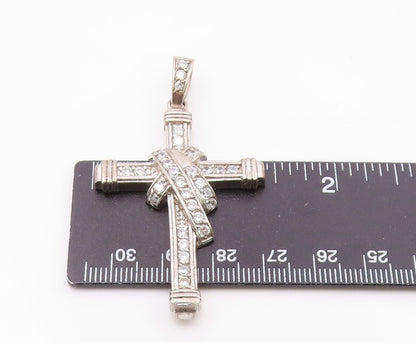 925 Silver  Vintage Cubic Zirconia Wrapped Religious Cross Pendant  PT20499