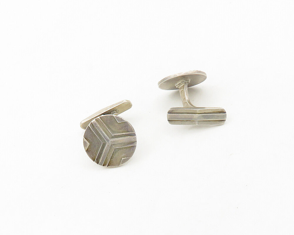 GEORG JENSEN DENMARK 925 Silver  Vintage Dark Tone Round Cufflinks  TR2626