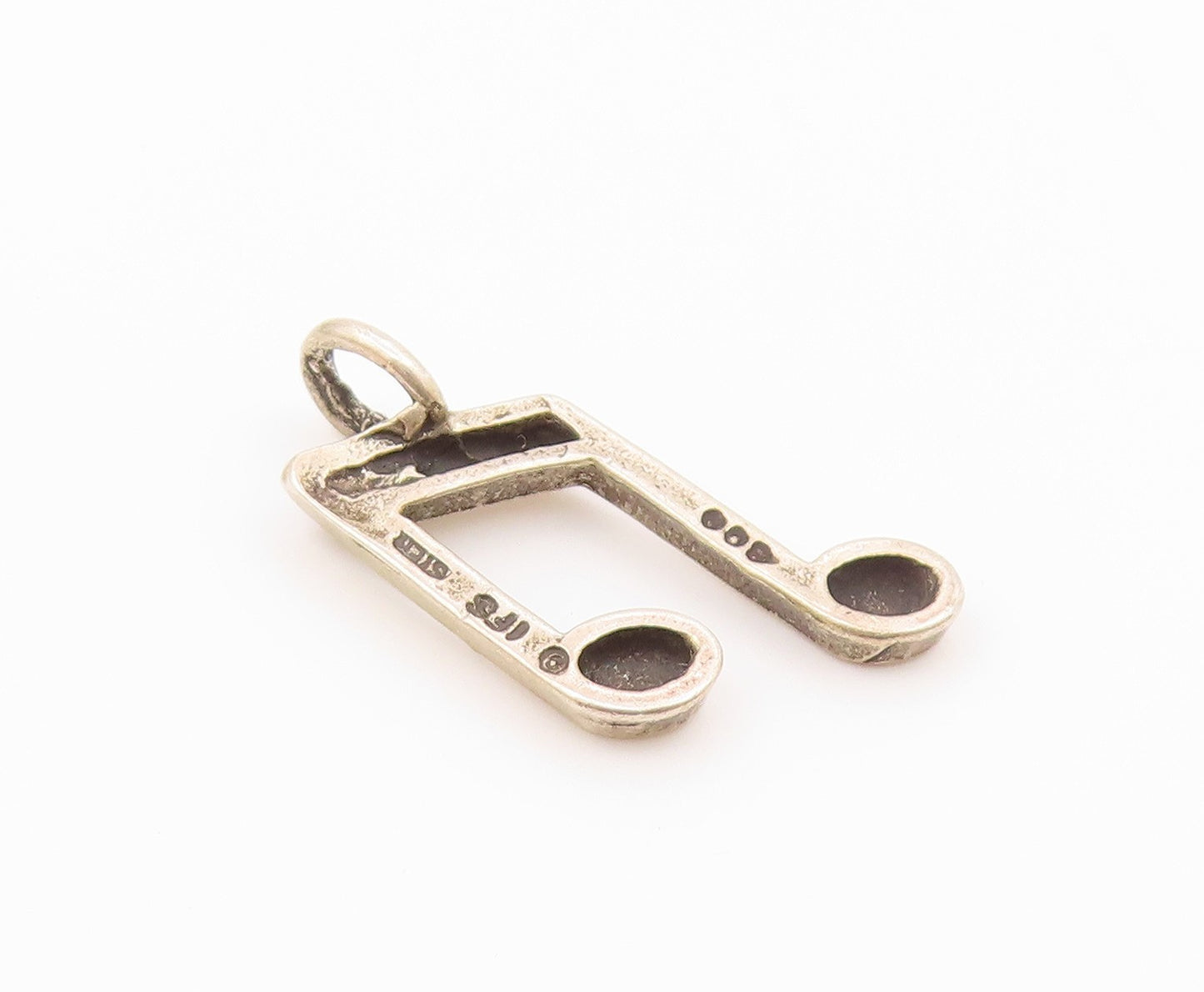 925 Sterling Silver  Vintage Dark Tone Smooth Music Notes Pendant  PT17822