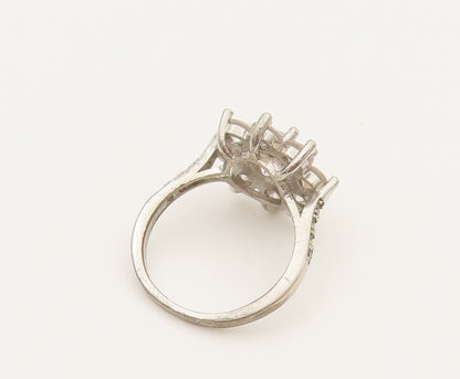 925 Silver  Vintage Fancy Cubic Zirconia Flower Fashion Ring Sz 7.25  RG26337