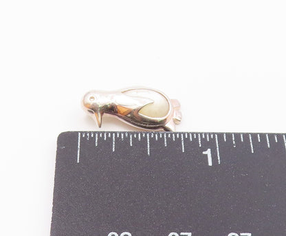 925 Sterling Silver  Vintage Mother Of Pearl Penguin Motif Pendant  PT17104