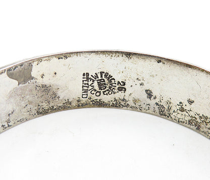 ARG MEXICO 925 Silver Vintage Interlocking Pattern Bangle Bracelet BT3034